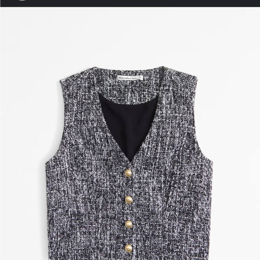 Women's Black and White Tweed Sleeveless Top